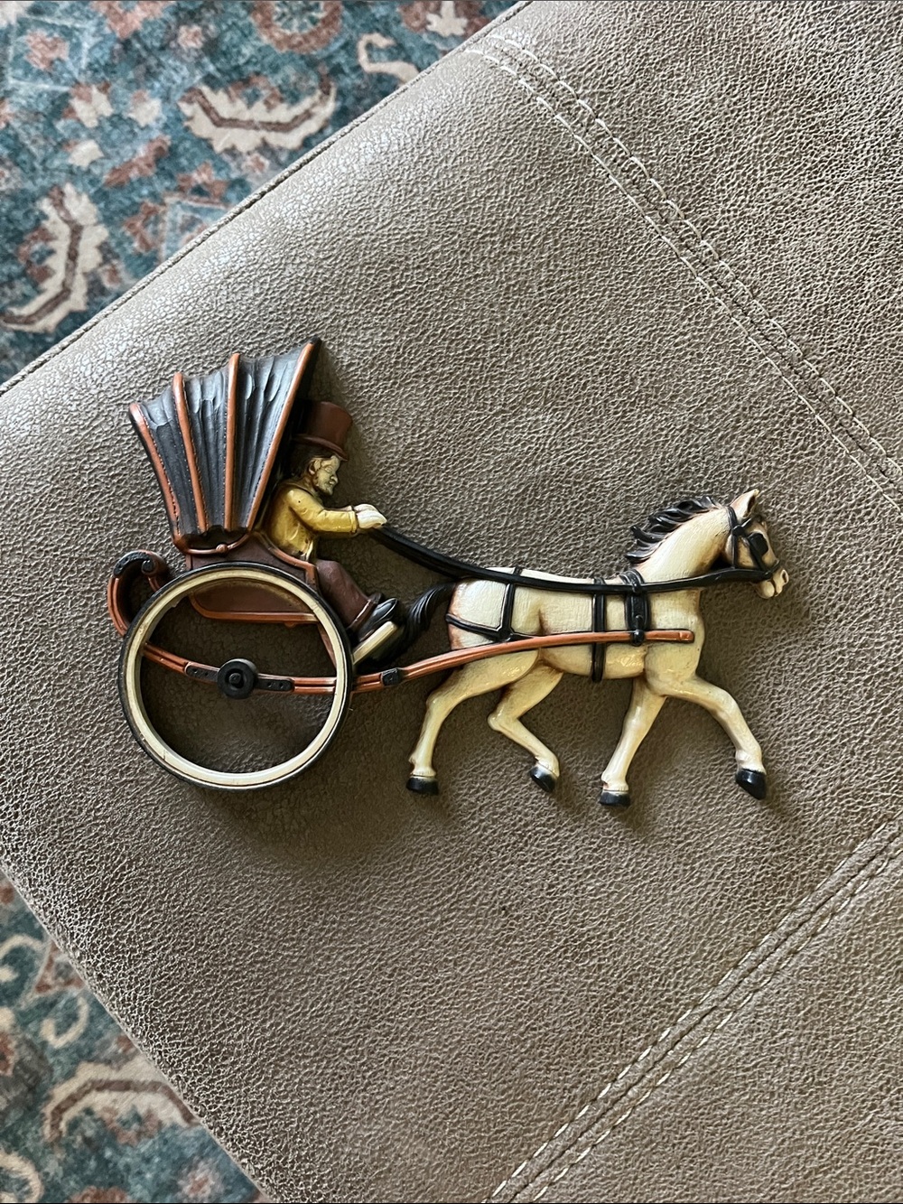 Homco Horse and Buggy Wall Hanging in Cream and Brown